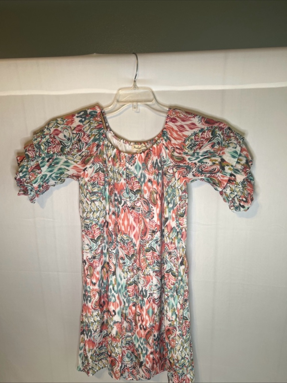 Indigo Rose Boho Floral Paisley Midi Dress in Coral and Teal